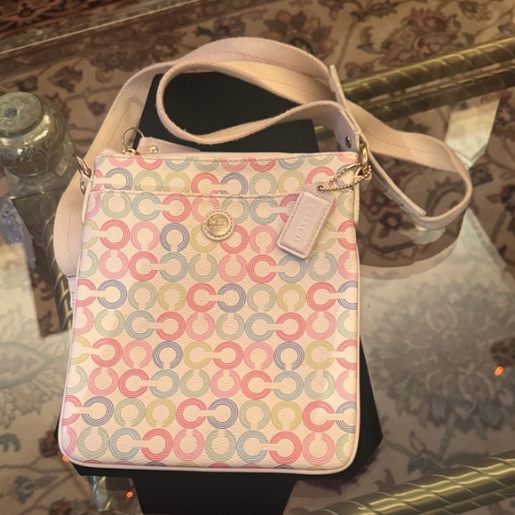 Coach Handbags - Coach Pastel Signature Crossbody Bag - Pink, Blue, Yellow
